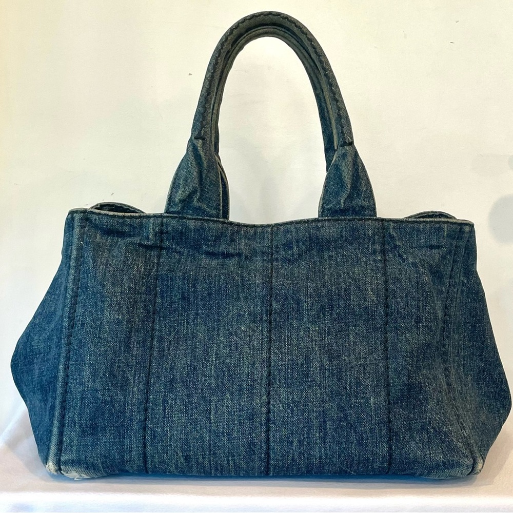 Prada Denim Canapa pre-owned tote embellished w/13 exotic animal brooches, L - Picture 7 of 16